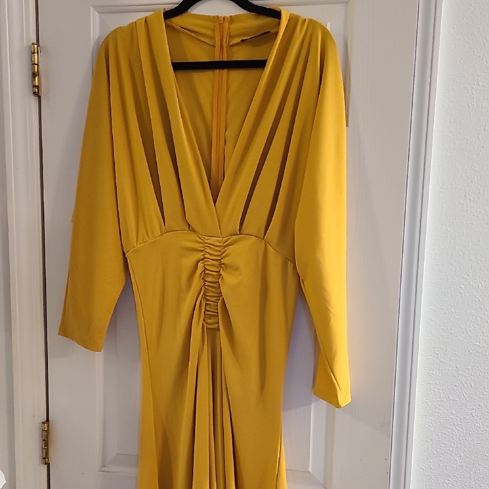 SHEIN Mustard Long Sleeve Dress